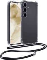 Hoesje Geschikt voor Samsung A55 Hoesje Shockproof Case Siliconen Hoes Met Koord - Transparant