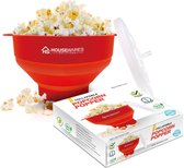 Popcornbak van silicone, inklapbaar, geschikt voor de magnetron, met deksel en handgrepen