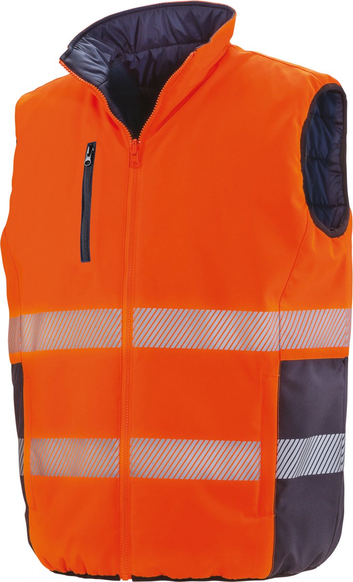 Result Reversible soft padded safety gilet R332X - Fluorescent Orange / Navy - S