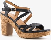 Blue Box dames sandalen met kurk hak zwart - Maat 36