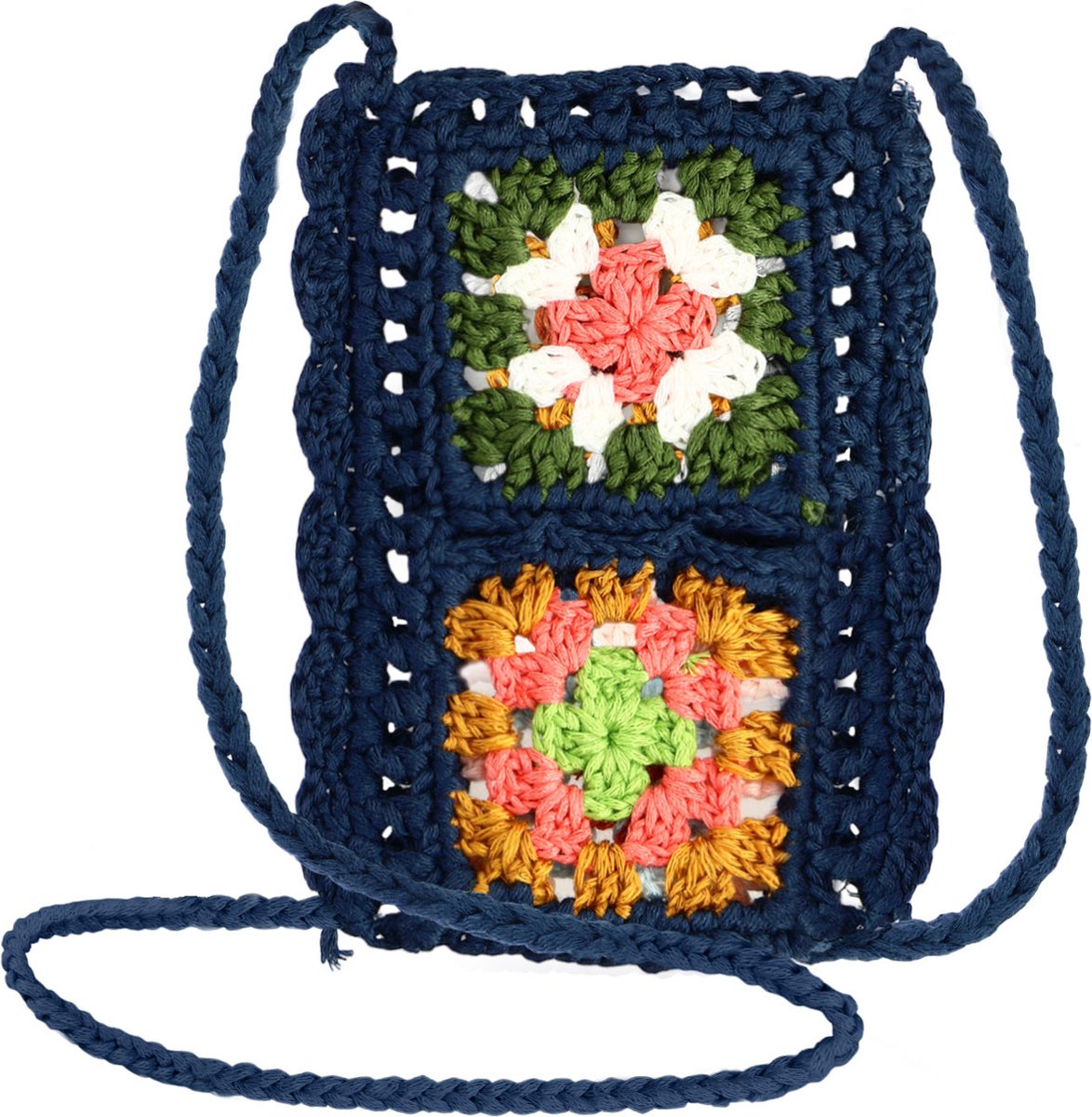 Avizar Sac Bandoulière pour Téléphone Tissé Creux Motifs Colorés Série WavePocket, Blauw
