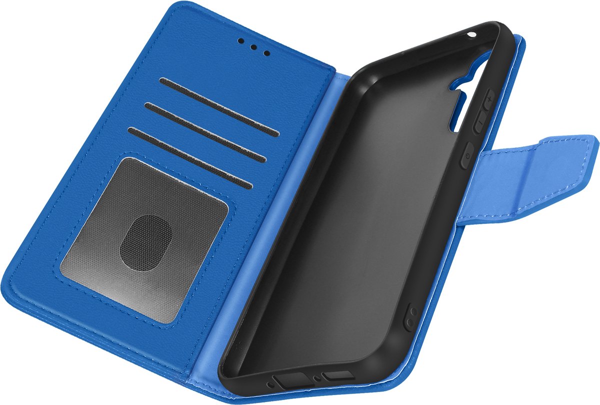 Geschikt voor Samsung Galaxy A34 5G Wallet Case Video-ondersteuning Blauw
