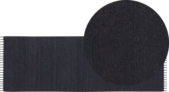 SINANKOY - Loper tapijt - Zwart - 80 x 300 cm - Jute