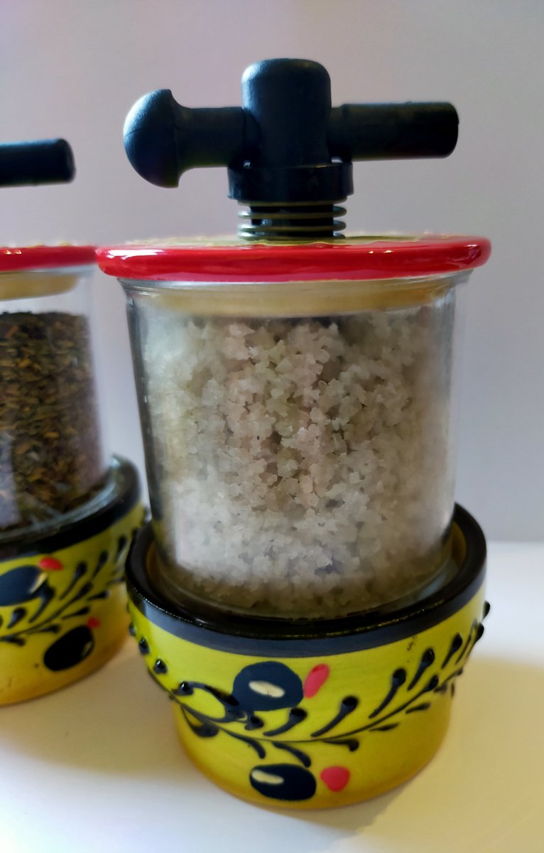 Goedkoopste Keramische zoutmolen met 100 gram grof zeezout - 100 Frans - vintage zoutmolen