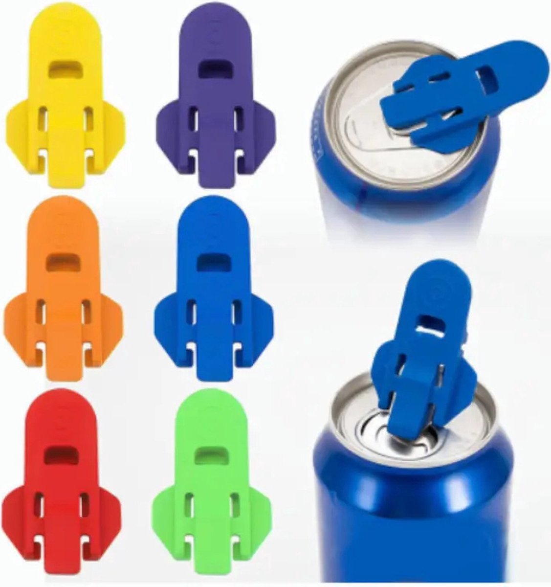 BRMT CanUnlocker - Blikjes opener - 6 stuks - Diverse kleuren - Blikjes afsluiten