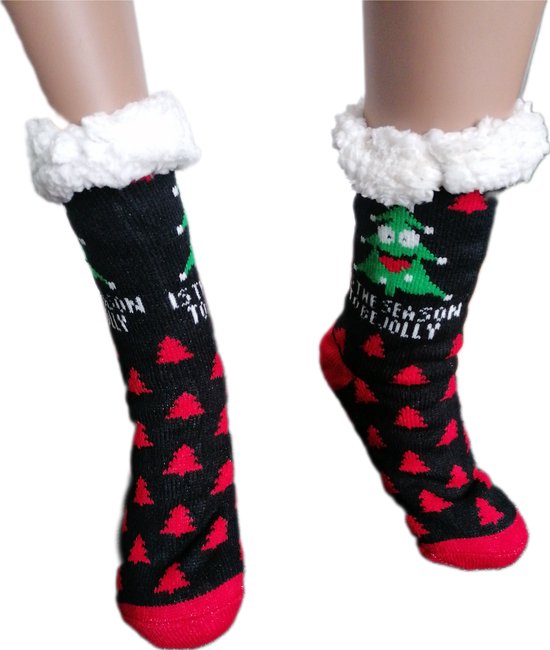 Chaussettes de Noël - Chaussettes chaudes d'hiver - Thermo - Doublées - Unisexe - Taille 39-46 - Chaussettes d'intérieur - Antidérapantes - Cadeau - Noël
