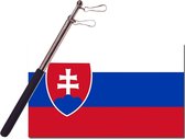Landen vlag Slowakije - 90 x 150 cm - met compacte draagbare telescoop vlaggenstok - zwaaivlaggen