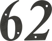 AMIG Numéro de maison 62 - acier forgé massif - 10 cm - avec vis assorties - noir