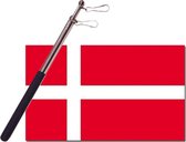 Landen vlag Denemarken - 90 x 150 cm - met compacte draagbare telescoop vlaggenstok - zwaaivlaggen