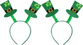 Sint Patricksday verkleed Tiara/diadeem - 2x - Shamrock hoedjes - groen - volwassenen - Ierland