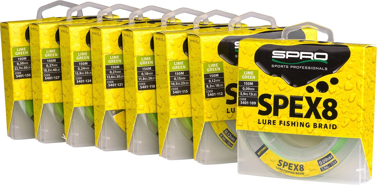 SPRO - Lijn gevlochten SPEX8 Braid Lime Green - 150m - SPRO