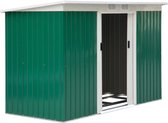 Tuinkast- Opbergkasten met deuren - Tuinhuis - Tuinschuur - Schuur voor gereedschap - Donkergroen - 280 x 130 x 172 cm