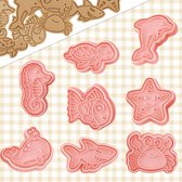 Fun Biscuit Cutter, 8 stks Plastic Cookie Cutter Stempel Set, 3D Cookie Cutters Vormen, Biscuit Cutters voor Bakken, Cartoon Biscuit Cutter Stampers Emboss, DIY Fondant Gebak Cake Decoratie