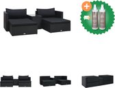 vidaXL 5 delige Loungeset met kussens poly rattan zwart Tuinset Inclusief Onderhoudsset