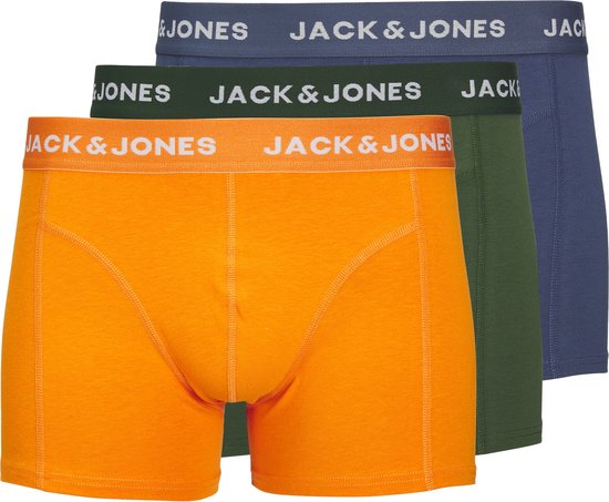 Jack & Jones Heren Boxershorts Trunks JACKEX Oranje/Groen/Blauw 3-Pack - Maat S