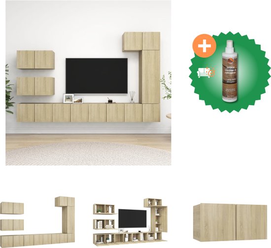 vidaXL 8-delige Tv-meubelset spaanplaat sonoma eikenkleurig - Kast - Inclusief Houtreiniger en verfrisser