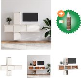 vidaXL Tv-meubelen 5 st massief grenenhout wit - Kast - Inclusief Houtreiniger en verfrisser
