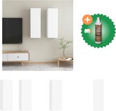 vidaXL Tv-meubelen 2 st 30-5x30x90 cm spaanplaat wit - Kast - Inclusief Houtreiniger en verfrisser