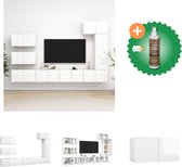 vidaXL 8-delige Tv-meubelset spaanplaat hoogglans wit - Kast - Inclusief Houtreiniger en verfrisser