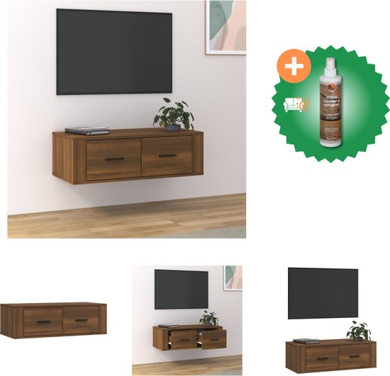 vidaXL Tv-hangmeubel 80x36x25 cm bewerkt hout bruineikenkleurig - Kast - Inclusief Houtreiniger en verfrisser