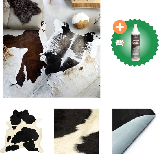 vidaXL Tapis 150x170 cm Véritable peau de vache Noir et blanc - Tapis - Nettoyant inclus