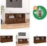 vidaXL Tv-meubel 93x35-5x45 cm bewerkt hout bruineikenkleurig - Kast - Inclusief Houtreiniger en verfrisser