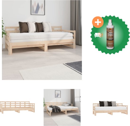 vidaXL Slaapbank uitschuifbaar massief grenenhout 2x(80x200) cm - Bed - Inclusief Houtreiniger en verfrisser