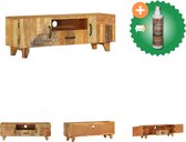 vidaXL Tv-meubel handgesneden 120x30x40 cm massief gerecycled hout - Kast - Inclusief Houtreiniger en verfrisser