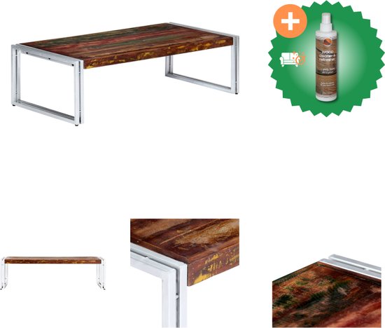 vidaXL Salontafel 120x60x35 cm massief gerecycled hout - Tafel - Inclusief Houtreiniger en verfrisser