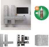 vidaXL 7-delige Tv-meubelset spaanplaat betongrijs - Kast - Inclusief Houtreiniger en verfrisser