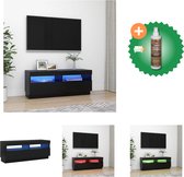vidaXL Tv-meubel met LED-verlichting 100x35x40 cm zwart - Kast - Inclusief Houtreiniger en verfrisser