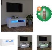 vidaXL Tv-meubel met LED-verlichting 90x35x40 cm wit - Kast - Inclusief Houtreiniger en verfrisser