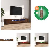 vidaXL 3-delige Tv-meubelset met LED bewerkt hout bruineiken - Kast - Inclusief Houtreiniger en verfrisser