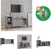 vidaXL Meuble TV 100x35x55 cm Bois d'ingénierie Chêne Sonoma gris - Meuble - Comprend un nettoyant et un assainisseur pour bois