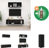 vidaXL 2-delige Tv-meubelset spaanplaat hoogglans zwart - Kast - Inclusief Houtreiniger en verfrisser