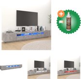 vidaXL Tv-meubel met LED-verlichting 260x35x40 cm betongrijs - Kast - Inclusief Houtreiniger en verfrisser