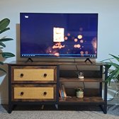 Meuble TV, table TV industrielle avec étagère pour TV jusqu'à 60 pouces
