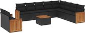 vidaXL - 11-delige - Loungeset - met - kussens - poly - rattan - zwart