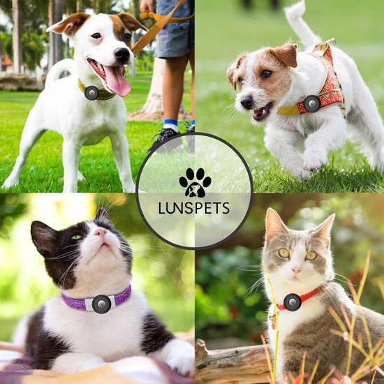Lunspets Airtag houder voor Hond en Kat - Halsband hond & Halsband kat - Veilig en duurzaam - Waterbestendig - Zwart - Lunspets