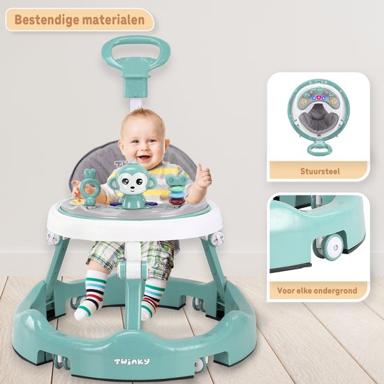 Twinky® Loopstoel Baby – Inklapbare Loopwagen met 3-delige speelset – Babywalker & Loopstoeltje inclusief Voetenmat en Steel — afbeelding 4