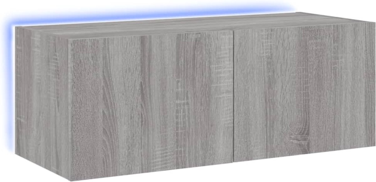 vidaXL - Tv-wandmeubel - met - LED-verlichting - 80x35x31 - cm - grijs - sonoma