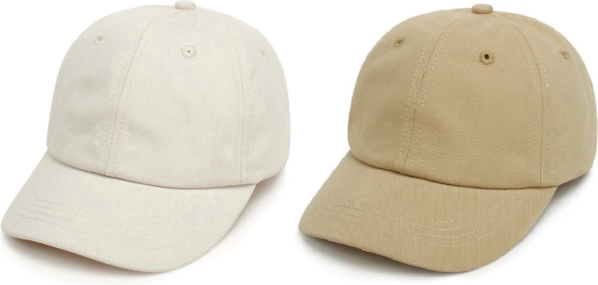 2 Stuks - Pet Kind - Crème en Beige Baseball Cap - 2-4 (Maat 52)