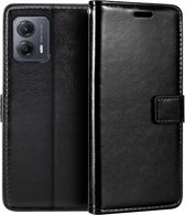 Portemonnee Bookcase Hoesje Geschikt voor: Motorola Moto G53 - Zwart