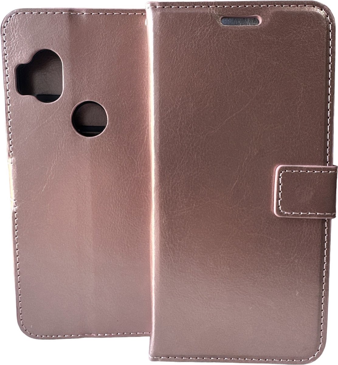 Portemonnee Bookcase Hoesje Geschikt voor: Motorola Moto One Hyper - RoseGoud