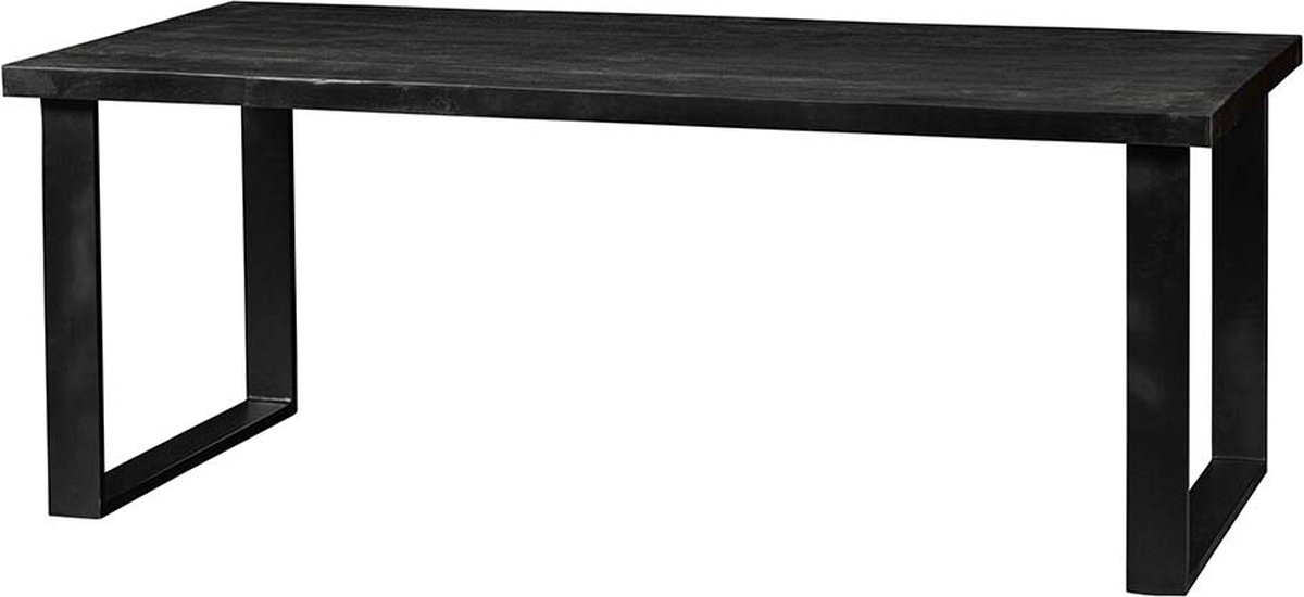 Mahom Mangohouten Eettafel Britt Black Rechthoek 220x100 cm Mahom Industrieel - Dinertafel van Mangohout & Metaal - Industriële Eettafel Bruin