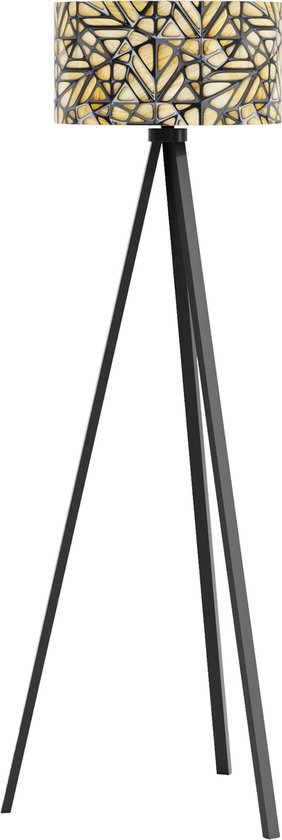 Lampe sur pied TunbridgeWells 140 cm E27 noir et motif lierre