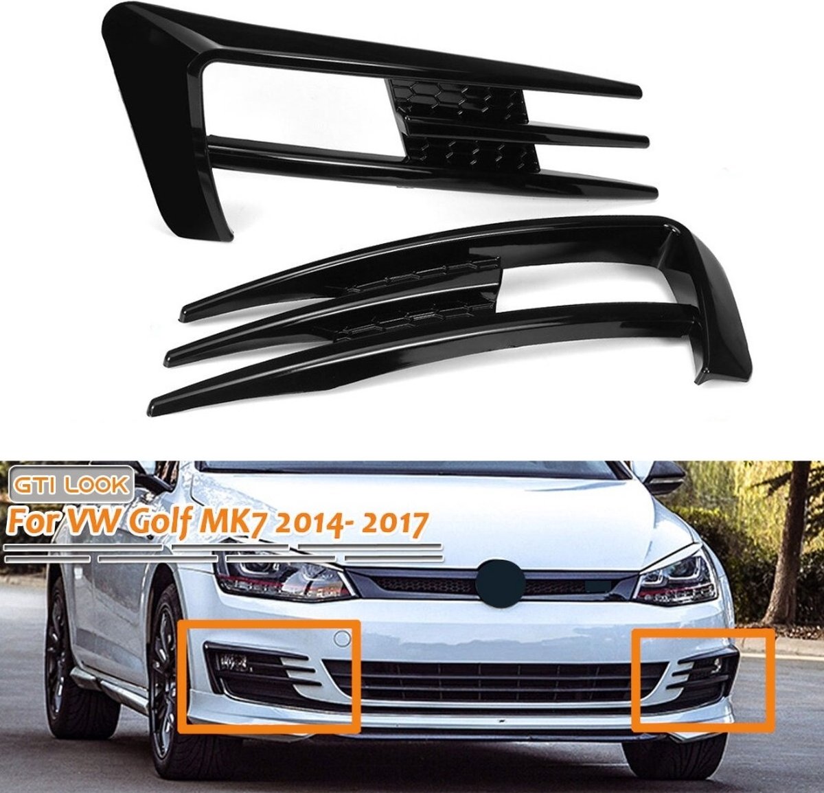 VCTparts Golf 7 GTI Look Mistlicht Kap Booskijker Rooster Glans Zwart [Volkswagen Golf MK7 2013-2017]