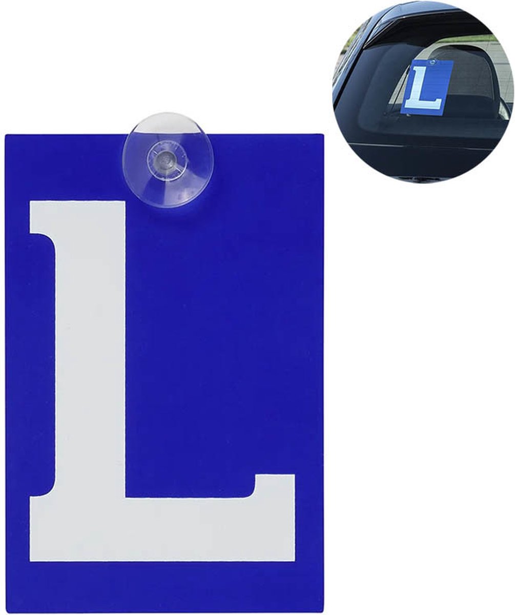 VCTparts L-Plaat Lesauto Letterplaat Zuignap Raam (10x15cm) Blauw