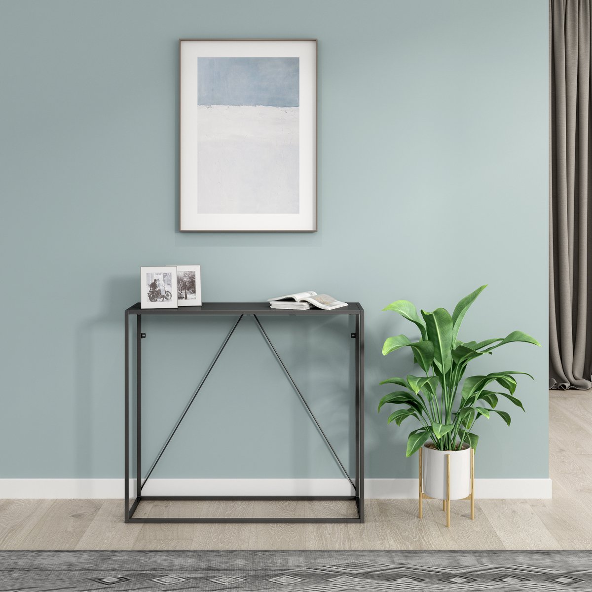 en.casa Console tafel Austevoll 90x30x80 cm staal zwart