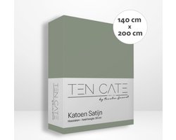 Ten Cate Hoeslaken - Hoeslaken 140 x 200 - Katoensatijn - Hoeslakens - Geschikt voor boxspring en matras - Hoekhoogte 35cm - Elastiek Rondom - Strijkvrij - Groen